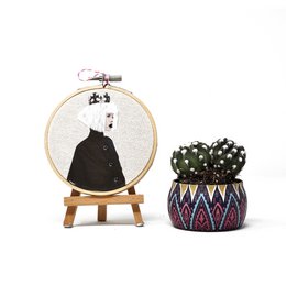 Handmade Embroidery Hoop Wall Art - Fashion Collection - Textile Wall Decoration (10cm)