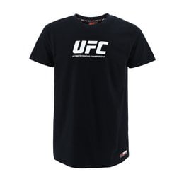 Black UFC men's t-shirt with UFC logo, available in sizes S to XXL, suitable for sport, training, and streetwear.