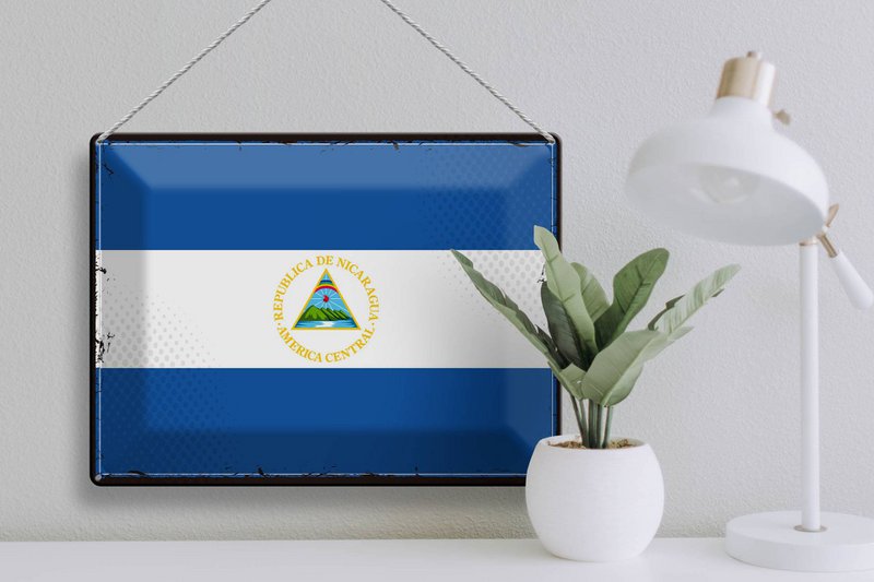 Tin Sign Flag Nicaragua 40x30cm Retro Flag Nicaragua
