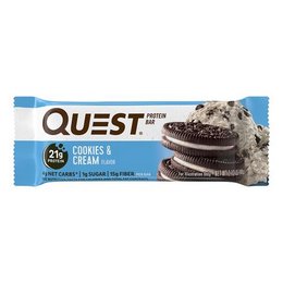 Cookies and cream flavored protein bar with 21g of protein and low sugar.