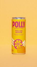  Polly Italian Spritz, a non-alcoholic citrus-flavored beverage in a 250ml can, featuring a vibrant orange color and a refreshing taste.