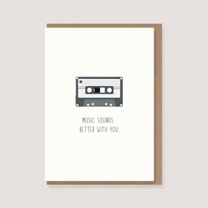 Klappkarte mit Umschlag - "Kassette - Music sounds better with you"