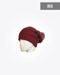 Damebeanie med pompom og perler: TASLI