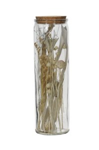 Gedroogde bloemen in een pot met deksel