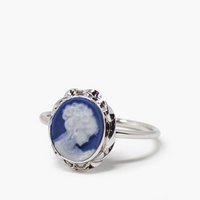 Blauwe Mini Cameo stapelring