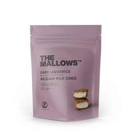 Dark liquorice organic marshmallows with Belgian milk chocolate, 90g