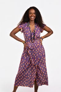 Oxum Wallet Dress Flying Sleeve Printed Caju Mûr