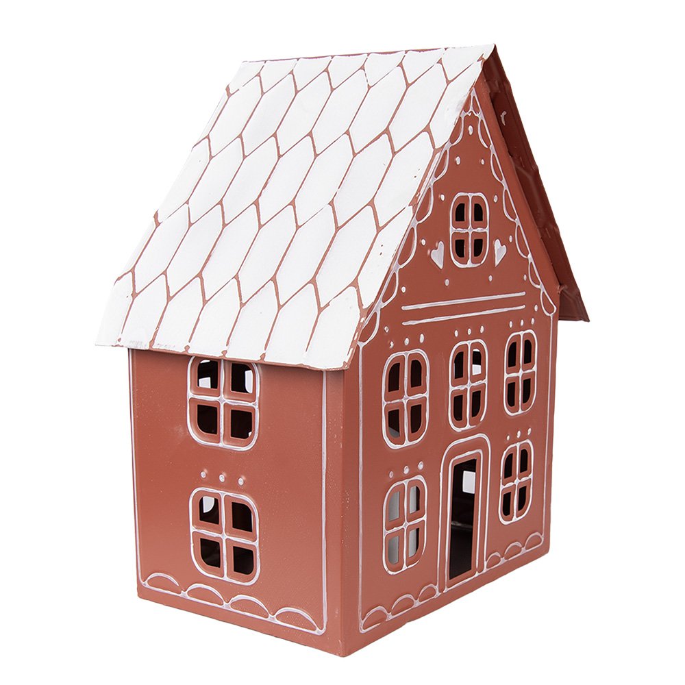 Decoratie Huis met LED 27x19x32 cm/ 3x AAA Bruin Metaal