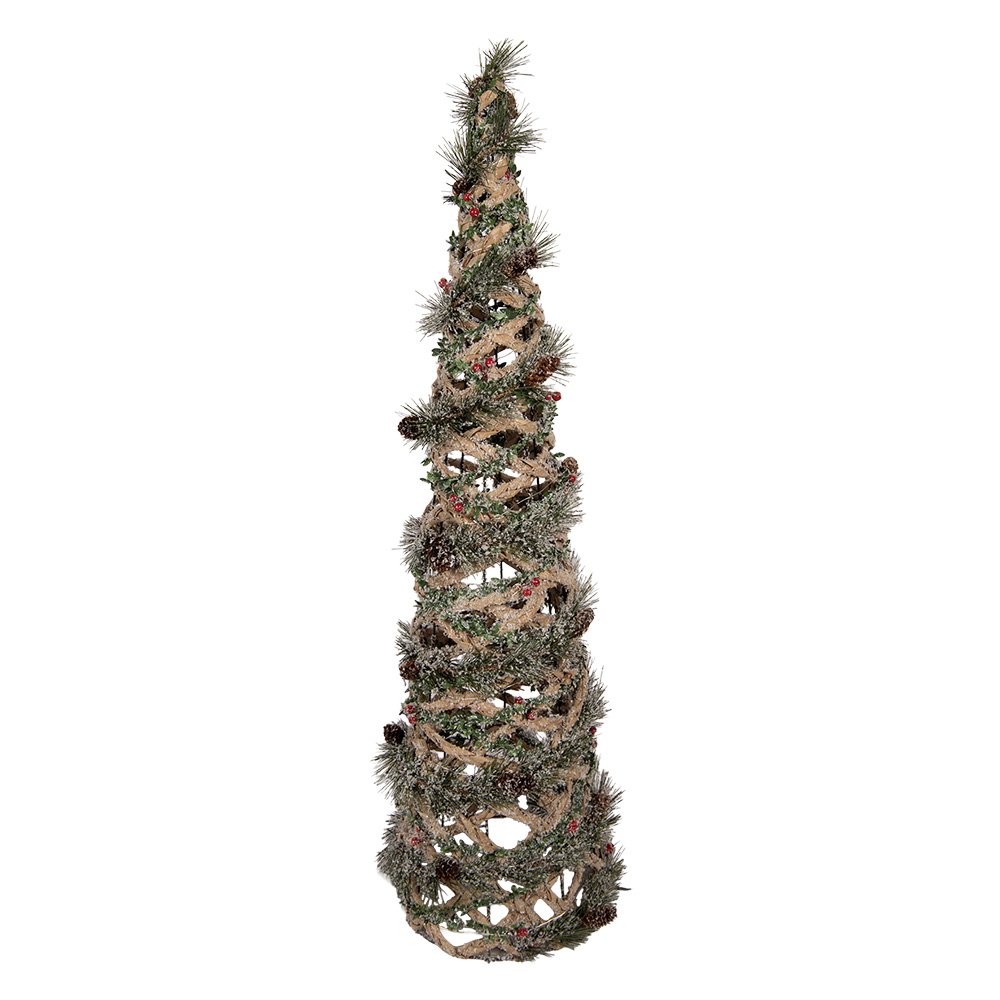 Kerstdecoratie met LED-verlichting Kerstboom Ø 24x81 cm Groen Rotan