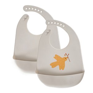 2-Pack Silicone Baby Bib, Grey