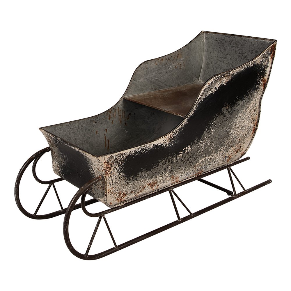 Kerstdecoratie Beeld Slee 123x46x74 cm Grijs Metaal