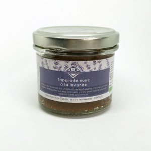 Black tapenade with organic lavender flower