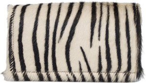 Cognac-colored leather ladies' portion with animal print and anti-skim protection in Zebra-Design