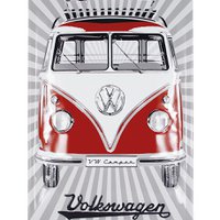 Volkswagen VW T1 Bus Metal Sign 20x30cm - Samba Stripes/Red