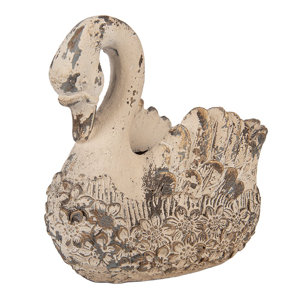 Decoratie Beeld Zwaan 18x11x17 cm Beige Keramisch materiaal