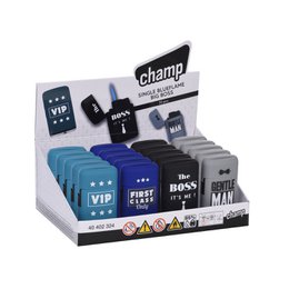  A compact, portable lighter with a sleek, modern design. Features a variety of stylish text and icon designs.