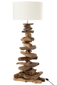 J-Line Lampe + Kap - Holz - Natur/Beige - Mittel- LC