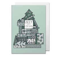 Folding card time instead of stuff, pile of presents with Christmas tree