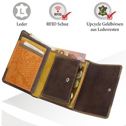 Sunsa damesportemonnee. Leren portemonnee. Portemonnee met RFID-bescherming. Portemonnee gemaakt van overgebleven leer. middelgrote portemonnee voor dames met veel creditcardvakjes - portemonnee voor dames, cadeau-idee