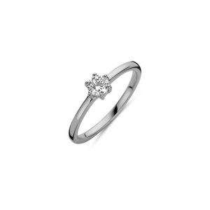 Zilveren ring solitair wit rond cz rho plated 4mm