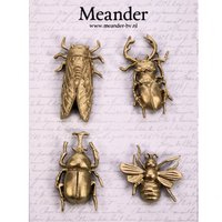 Magneetjes Insect goudkleurig (set van 4)