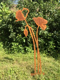 Valmue med blomsterknop | corten stål