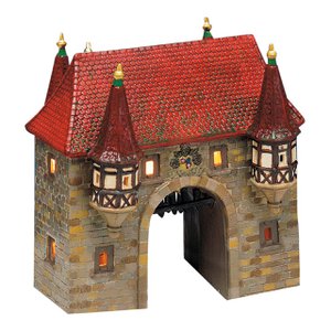 Windlicht Stadttor aus Porzellan mit Beleuchtung, B18 x T7 x H19 cm