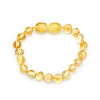 Baby/Child - Barnsteen Bracelet - Round Beads - Pilished - 14cm -Citroen