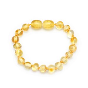 Baby/Child - Barnsteen Bracelet - Round Beads - Pilished - 14cm -Citroen