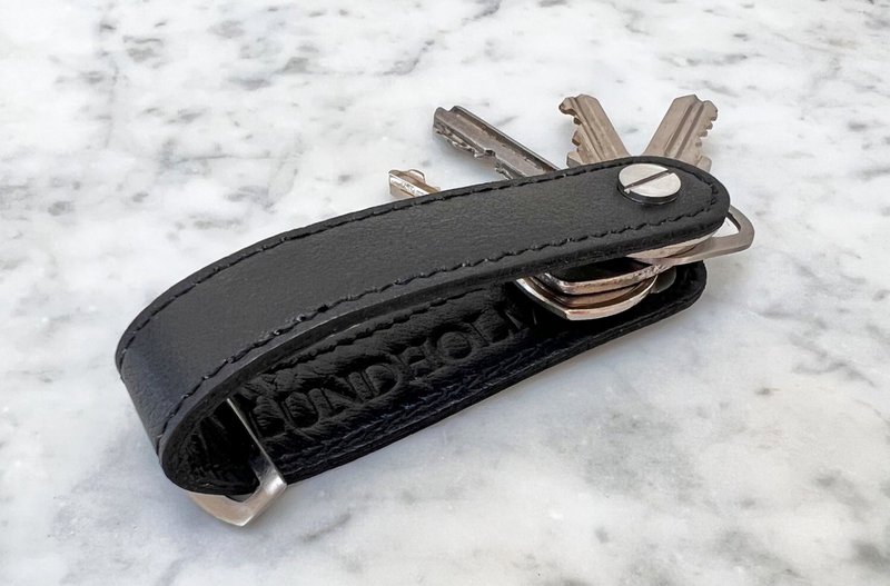 Læderkortholder + nøgleorganer brun — gavesæt til mænd — Lundholm Örebro Safety Wallet