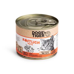  Dogs'n Tiger Adult Premium cat food, delicious wet food, grain-free, turkey & linseed oil, 200g, 6x 200g, 12x 200g