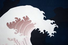 Vægophæng bølge- og kranstof 90x130 cm blåt bomuld