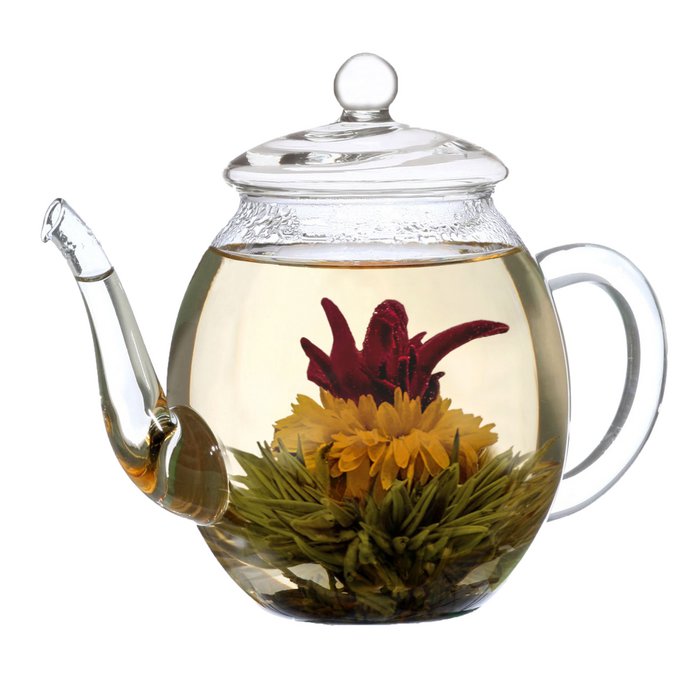 Teelini fleuri Creano, coffret cadeau fleurs de thé avec verre à