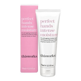 This Works Perfect Hands Intense Moisture is a hand cream that provides intense hydration and nourishment for dry, damaged hands. The formula contains shea butter and vitamin E to deeply moisturize and soften the skin.