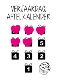 A colorful calendar with hearts and a cupcake icon, indicating a birthday or anniversary-themed product.