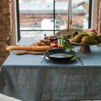 Dark Grey linen tablecloth