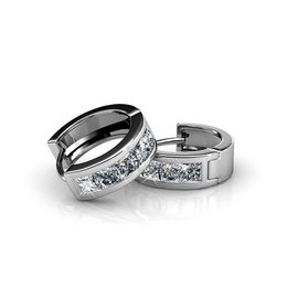 Boucles d'oreilles Square Hoop - ArgentÃ© et Cristal