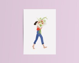 Colorful bouquet of flowers in a kraft card, perfect for thank you notes.