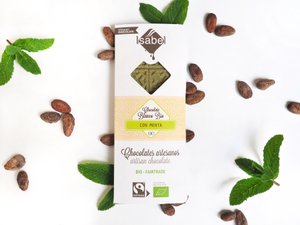 TABLETA BIO: Chocolate Blanco con Menta (caja de 10 unidades de 80g)