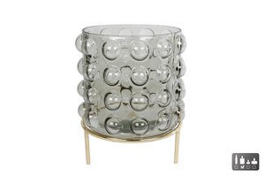 Windlichtbirnen XL d.grünes Glas-Metall 21x21x25cm