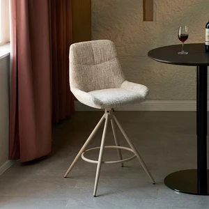 Farah Bar Stool [Set of 2] [Linen-Look Fabric] [67 cm] [Automatic Return] [180-Degree Swivel]