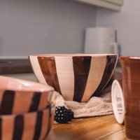 Keramische slakom 21 cm - Bruin en roze/chocolade