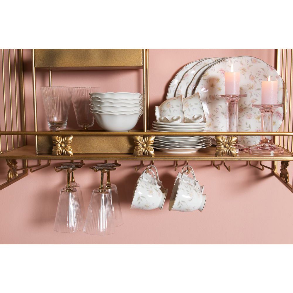 Dinerbord Ø 26 cm Wit Roze Porselein Bloemen Eetbord