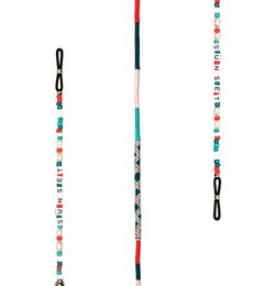 Colorful, beaded eyewear strap with adjustable length and clasp closure.