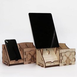 CoolCuts Mill Schreibtisch-Organizer inklusive Handy-/Tablet-Halter in Braun