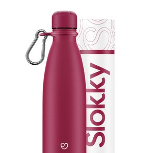 Slokky Matte Pink Bottle, Lid & Carabiner - 500ml