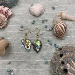 Skal øreringe | guld (Abalone/Paua) håndlavede Mother of Pearl ocean smykker