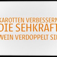 Magnet, 79 x 53mm, KAROTTEN VERBESSERN DIE SEHKRAFT. WEIN VERDOPPELT SIE.