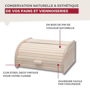 Wooden bread bin Fackelmann Boissellerie