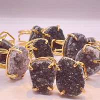 Ring Amarzão Grey Druzy Gold